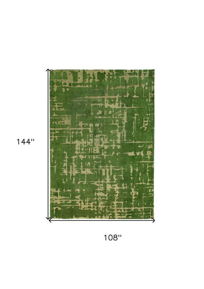 9' X 13' Green Abstract Non Skid Area Rug