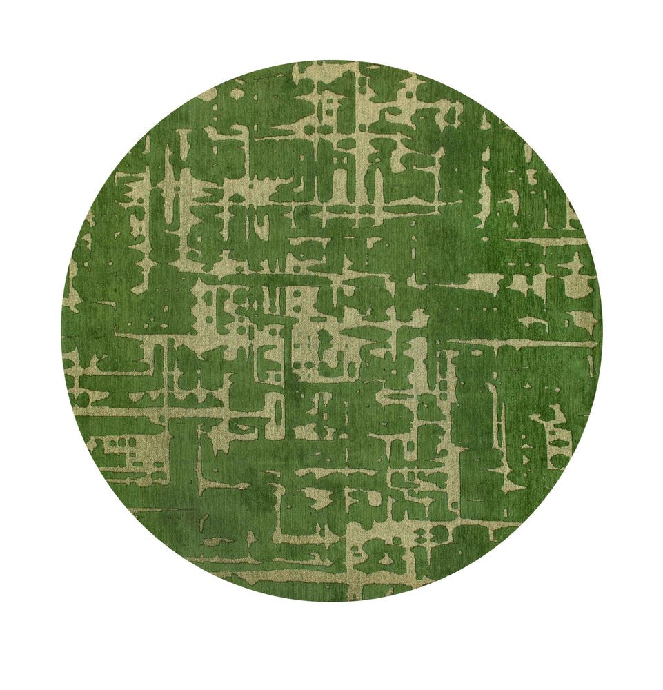 8' Green Round Abstract Non Skid Area Rug