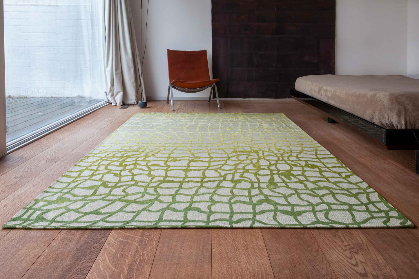 3' X 5' Gray and Green Abstract Non Skid Area Rug