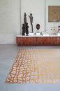 5' X 7' Gray and Orange Abstract Non Skid Area Rug