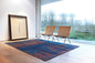 3' X 5' Blue and Brown Abstract Non Skid Area Rug