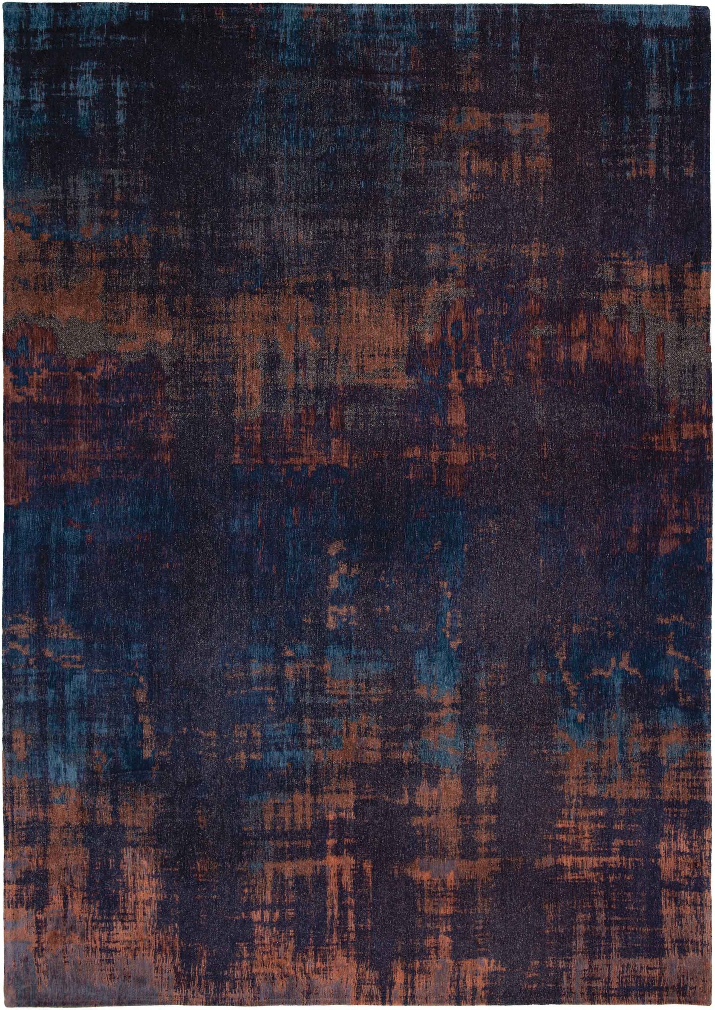 3' X 5' Blue and Brown Abstract Non Skid Area Rug