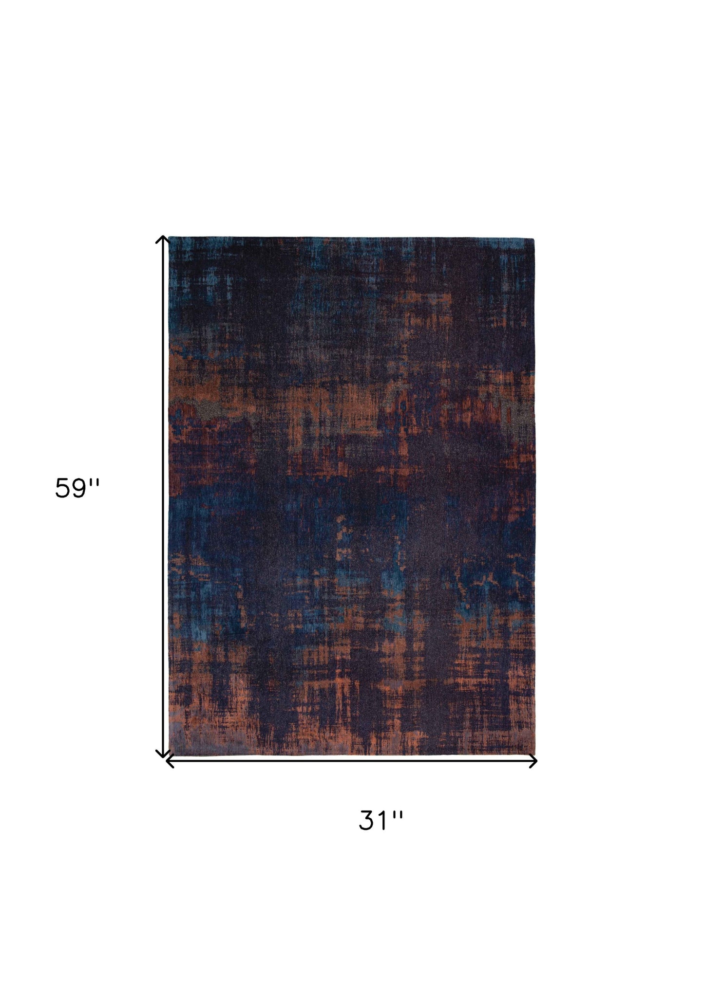 3' X 5' Blue and Brown Abstract Non Skid Area Rug