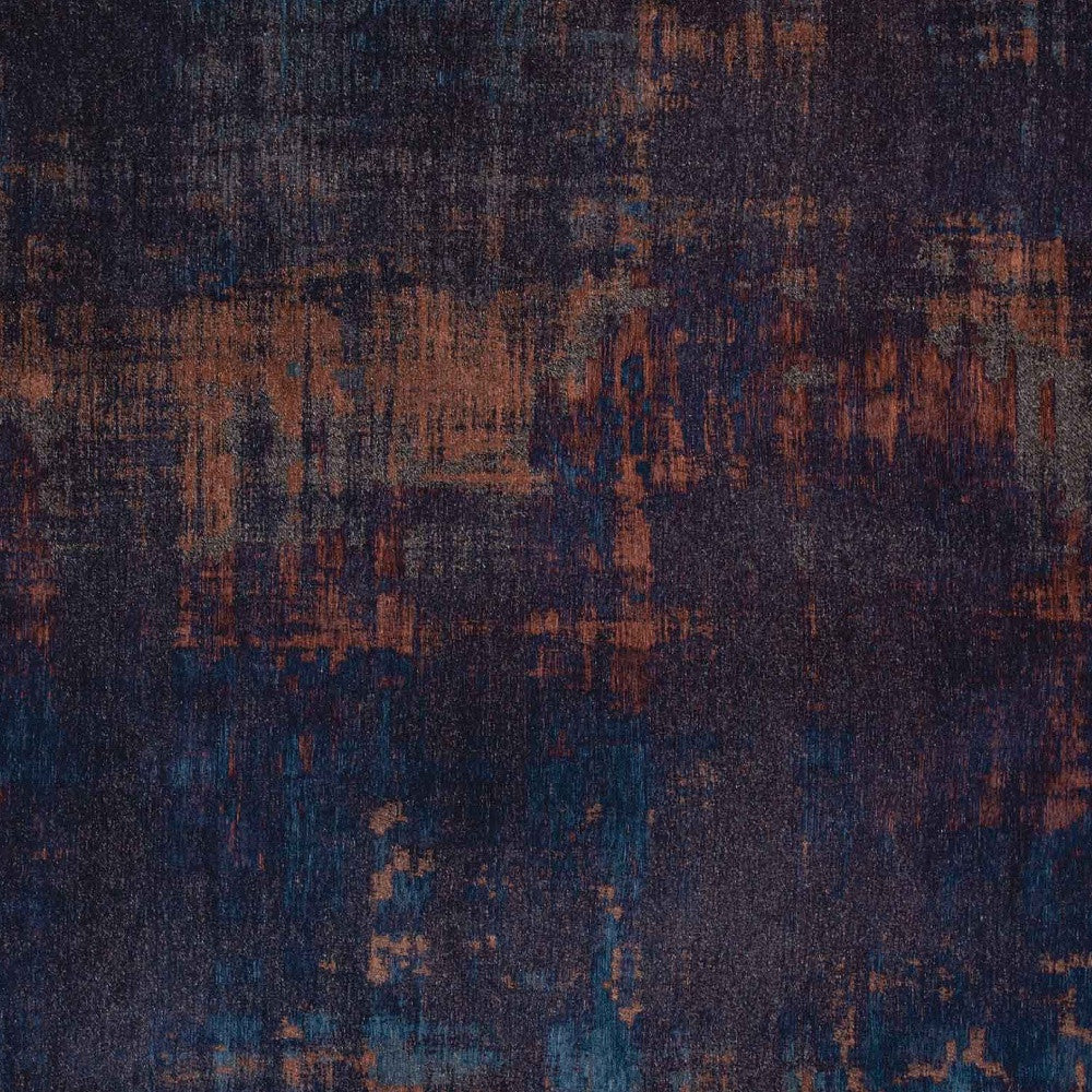 3' X 5' Blue and Brown Abstract Non Skid Area Rug