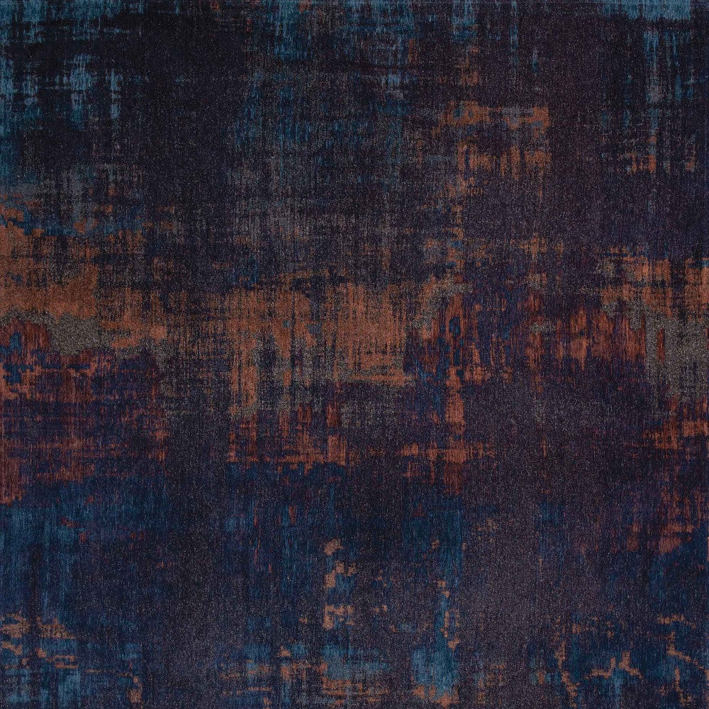 3' X 5' Blue and Brown Abstract Non Skid Area Rug