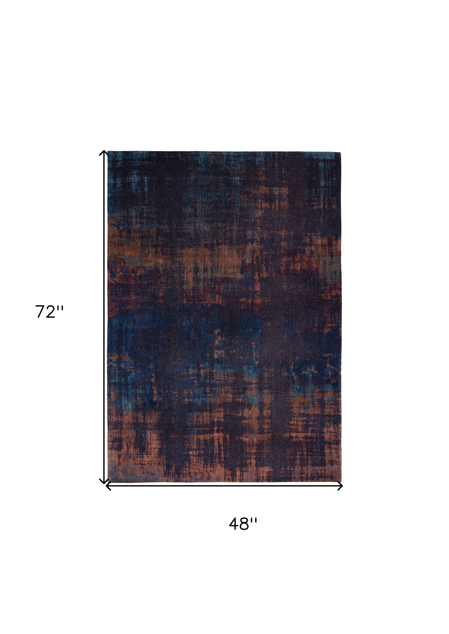 5' X 7' Blue and Brown Abstract Non Skid Area Rug