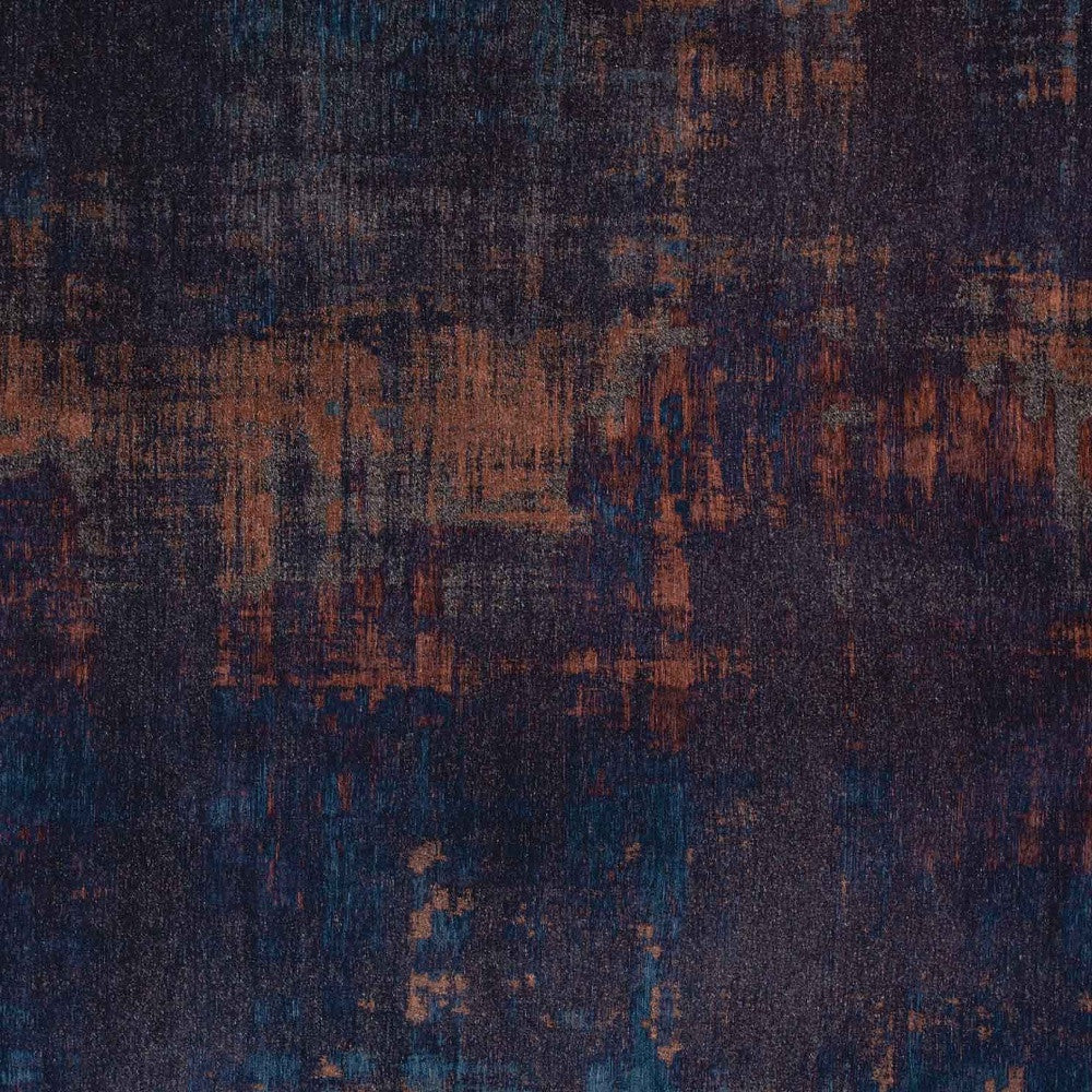 6' X 8' Blue and Brown Abstract Non Skid Area Rug