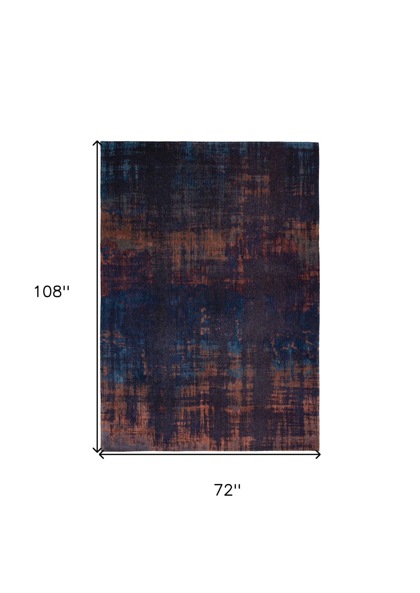 7' X 9' Blue and Brown Abstract Non Skid Area Rug