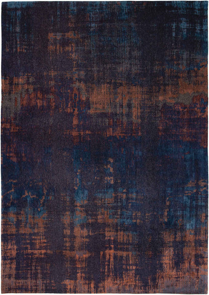 7' X 9' Blue and Brown Abstract Non Skid Area Rug