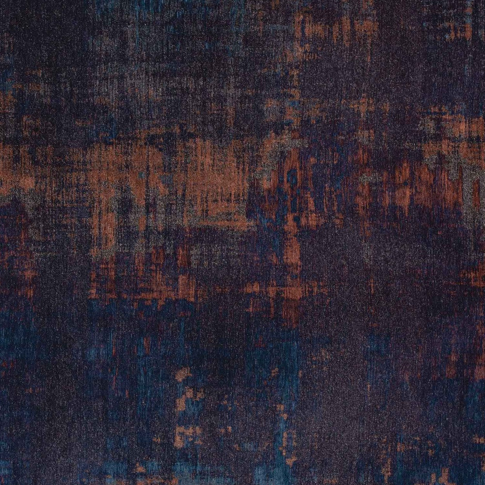 8' X 11' Blue and Brown Abstract Non Skid Area Rug