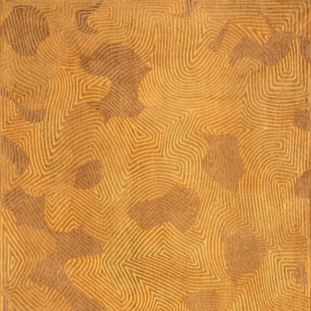 6' X 8' Yellow Abstract Non Skid Area Rug