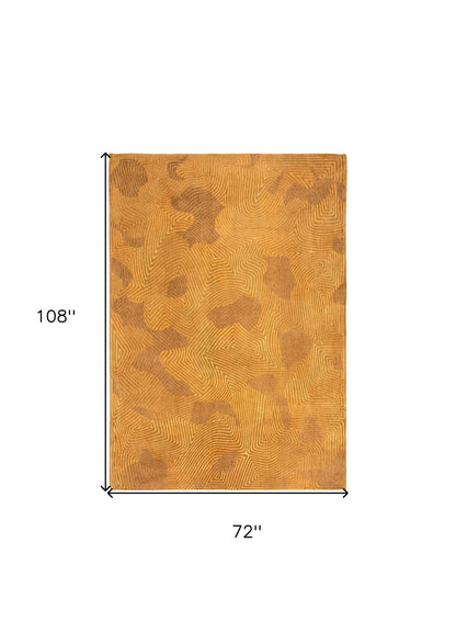 7' X 9' Yellow Abstract Non Skid Area Rug