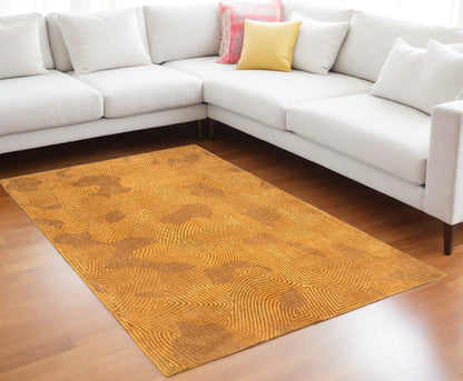 7' X 9' Yellow Abstract Non Skid Area Rug