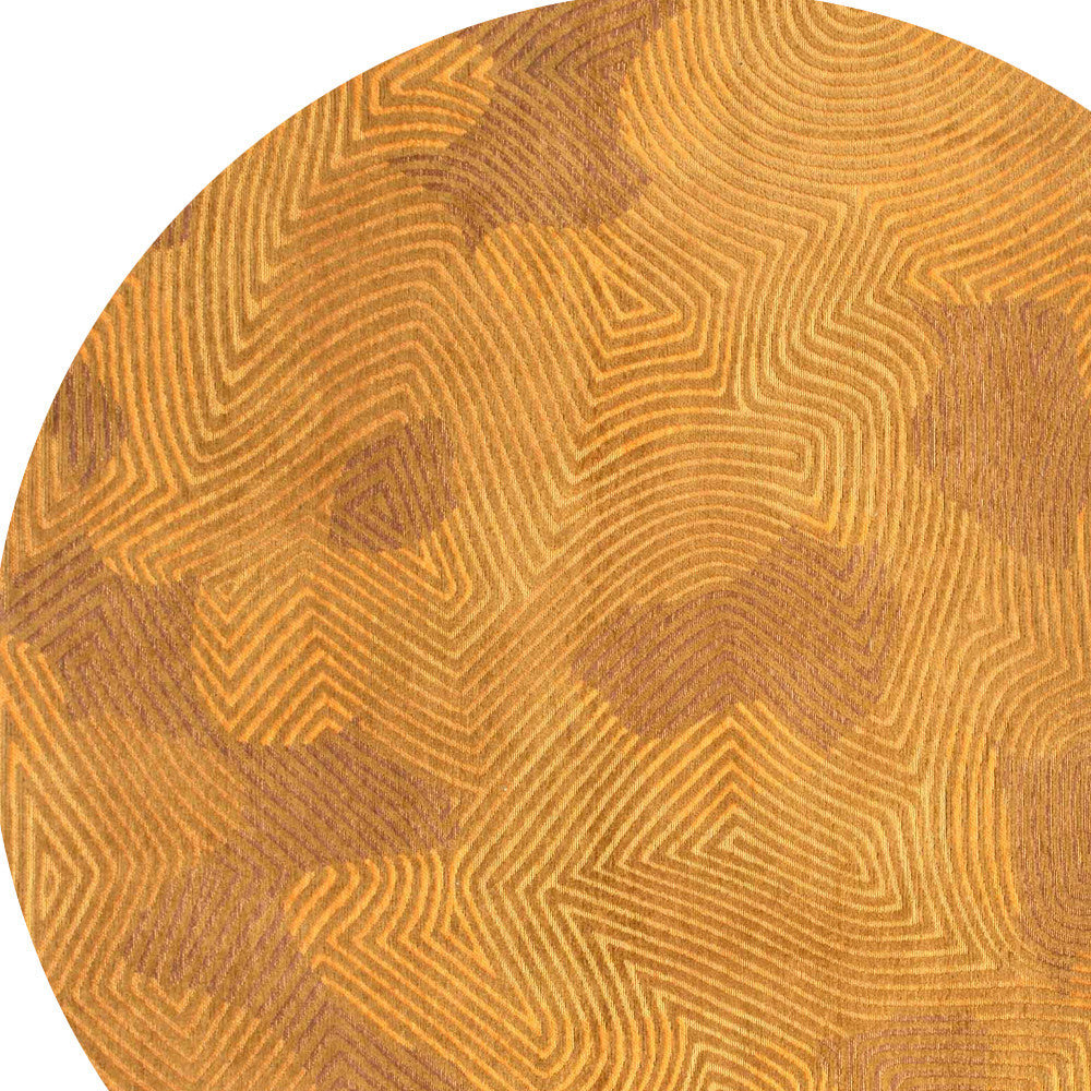 8' Yellow Round Abstract Non Skid Area Rug