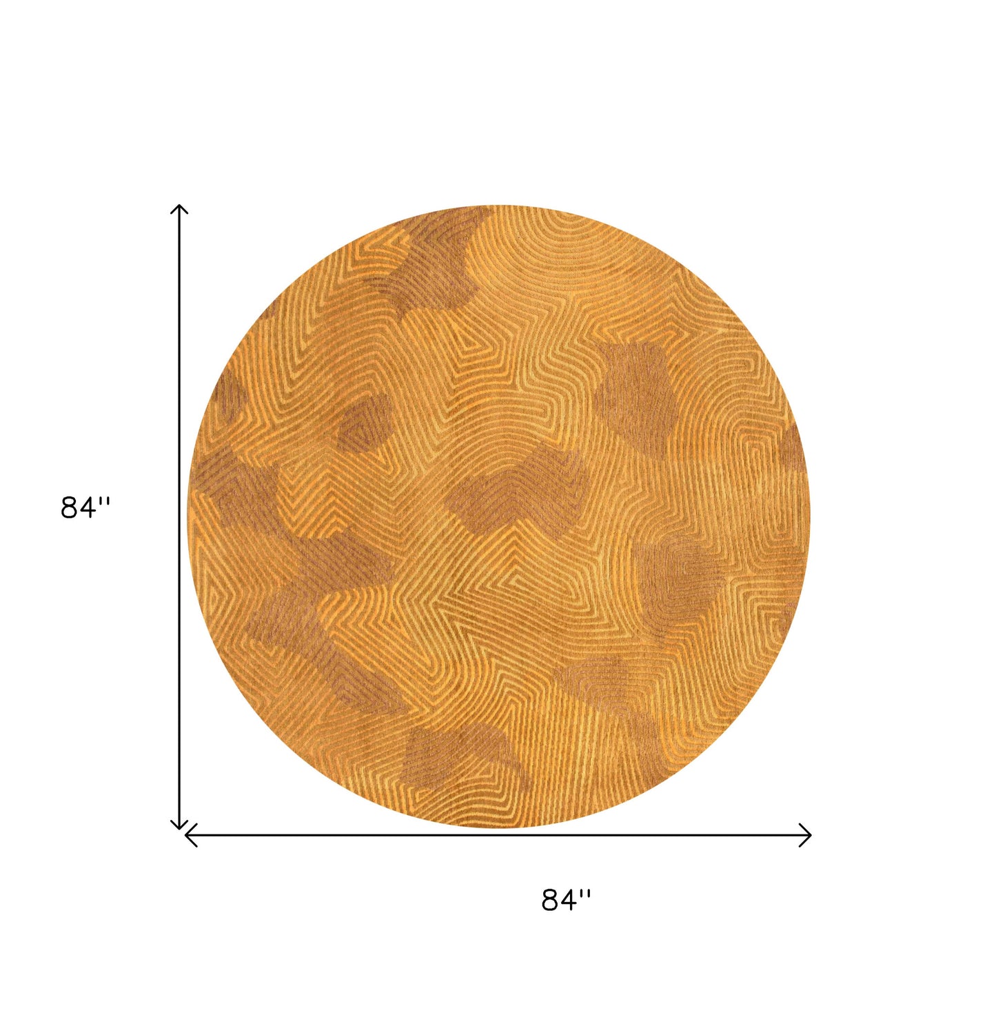 8' Yellow Round Abstract Non Skid Area Rug