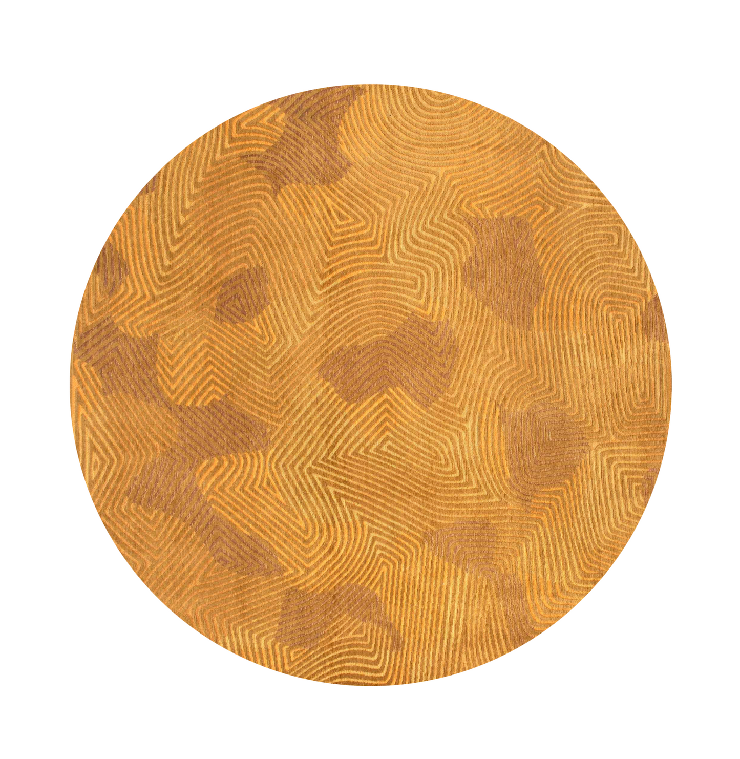 8' Yellow Round Abstract Non Skid Area Rug