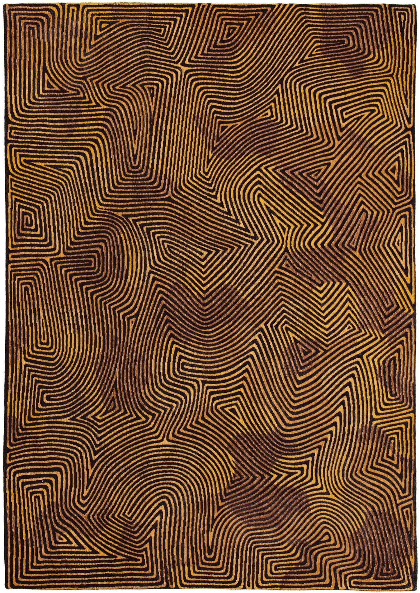 5' X 7' Black and Gold Abstract Non Skid Area Rug