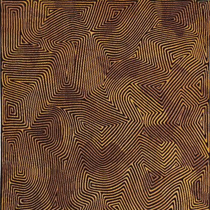 5' X 7' Black and Gold Abstract Non Skid Area Rug