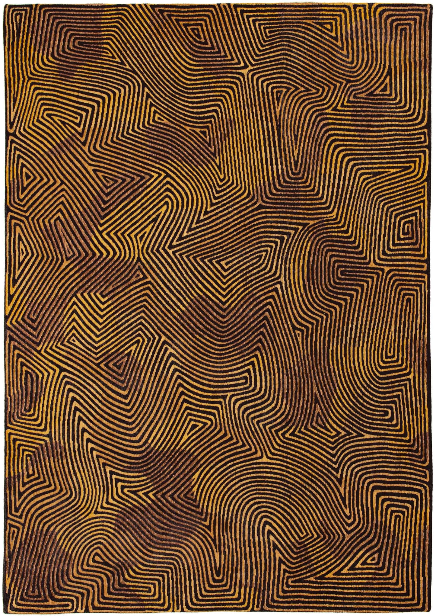 5' X 7' Black and Gold Abstract Non Skid Area Rug