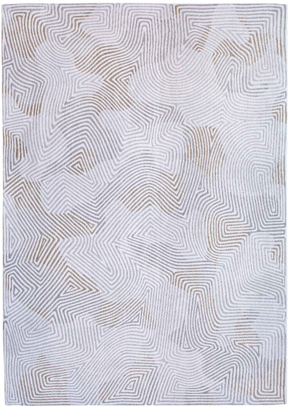 5' X 7' White Abstract Non Skid Area Rug