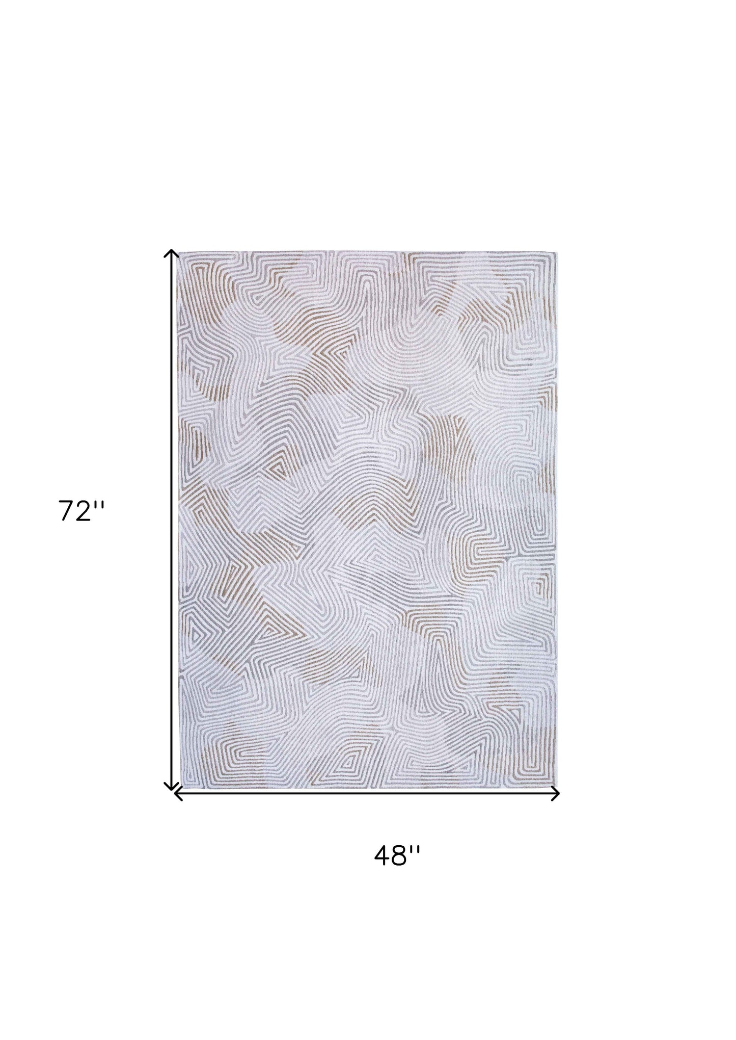 5' X 7' White Abstract Non Skid Area Rug