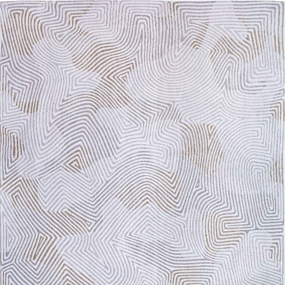 5' X 7' White Abstract Non Skid Area Rug