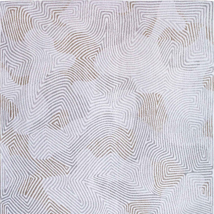 5' X 7' White Abstract Non Skid Area Rug