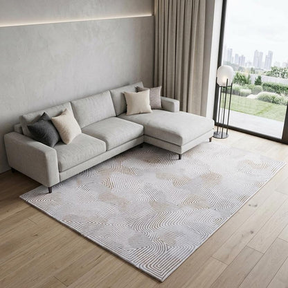 8' X 11' White Abstract Non Skid Area Rug