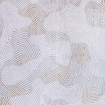 8' White Round Abstract Non Skid Area Rug