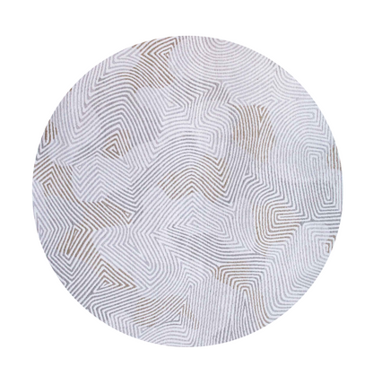 8' White Round Abstract Non Skid Area Rug