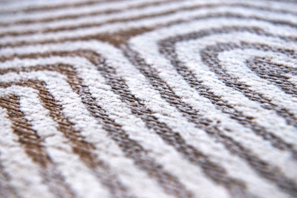 5' White Round Abstract Non Skid Area Rug