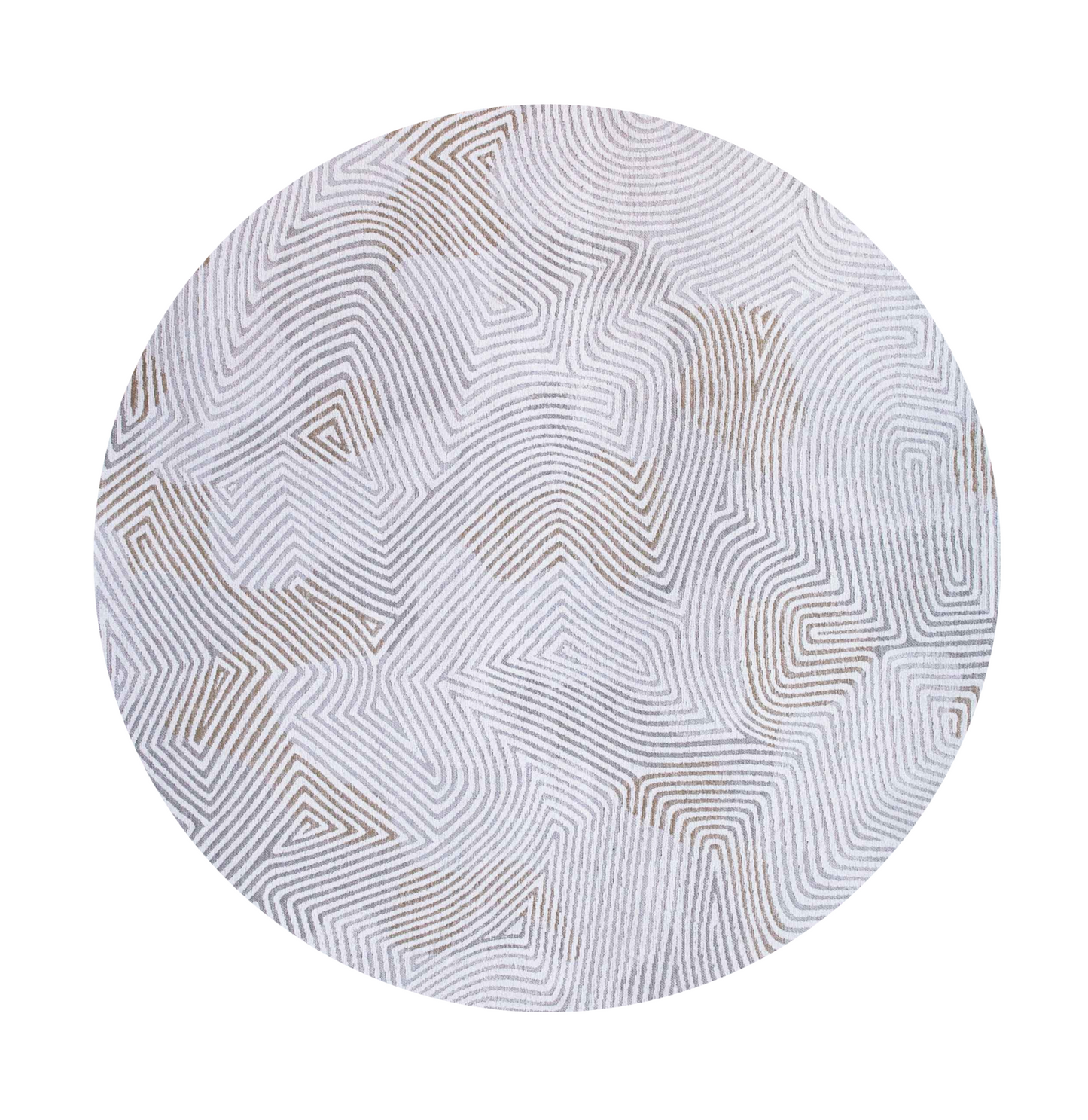 5' White Round Abstract Non Skid Area Rug