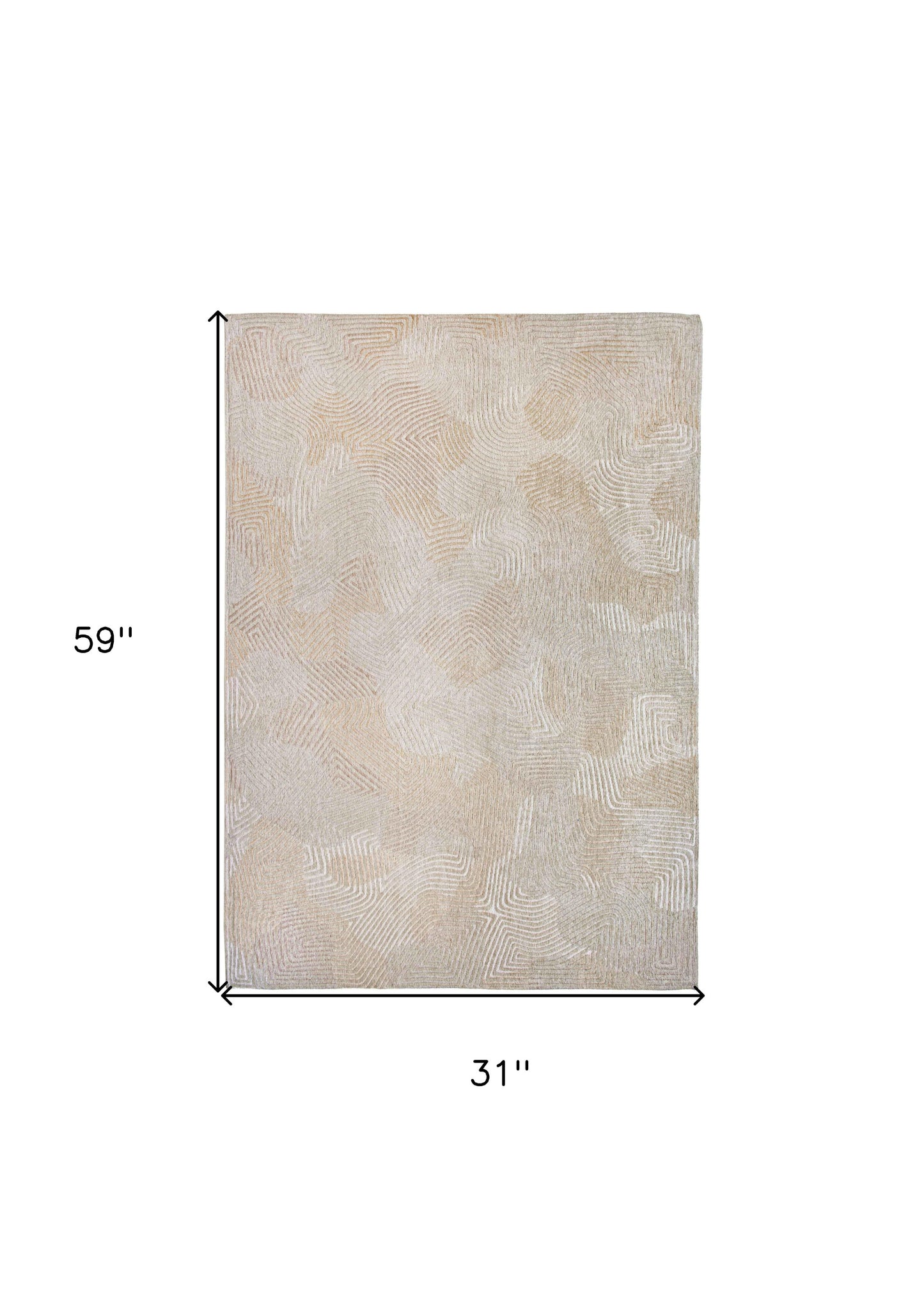 3' X 5' Beige and White Abstract Non Skid Area Rug