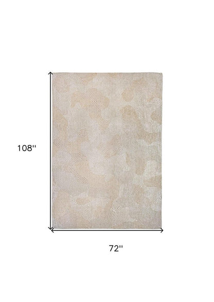 7' X 9' Beige and White Abstract Non Skid Area Rug