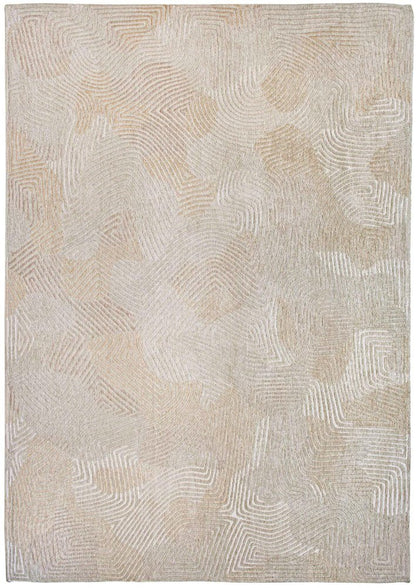 9' X 13' Beige and White Abstract Non Skid Area Rug