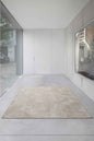 5' Beige and White Round Abstract Non Skid Area Rug