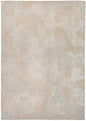 5' Beige and White Round Abstract Non Skid Area Rug