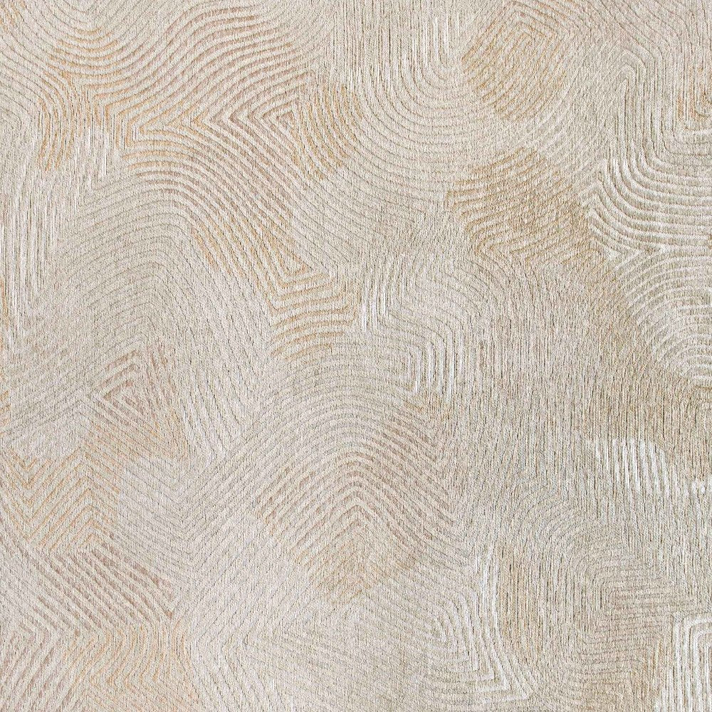 5' Beige and White Round Abstract Non Skid Area Rug