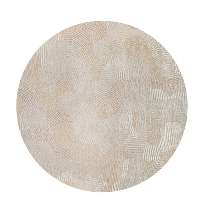 5' Beige and White Round Abstract Non Skid Area Rug