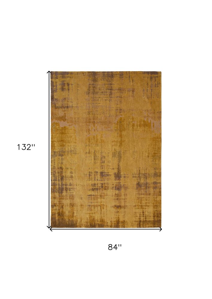 8' X 11' Yellow and Brown Abstract Non Skid Area Rug