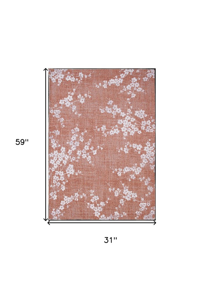 3' X 5' Red and White Oriental Non Skid Area Rug