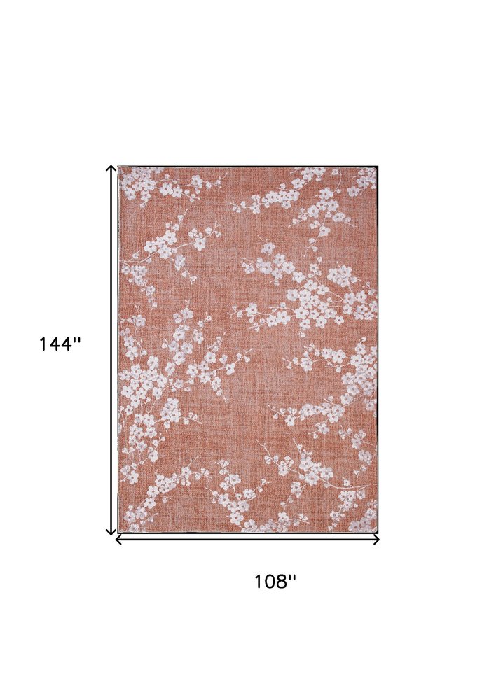 8' X 11' Red and White Oriental Non Skid Area Rug