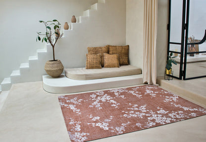 9' X 13' Red and White Round Oriental Non Skid Area Rug