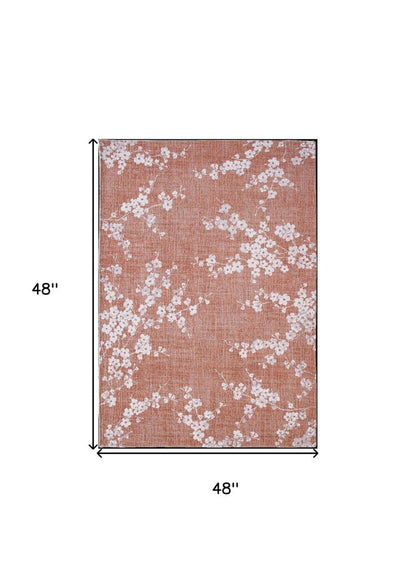 9' X 13' Red and White Round Oriental Non Skid Area Rug