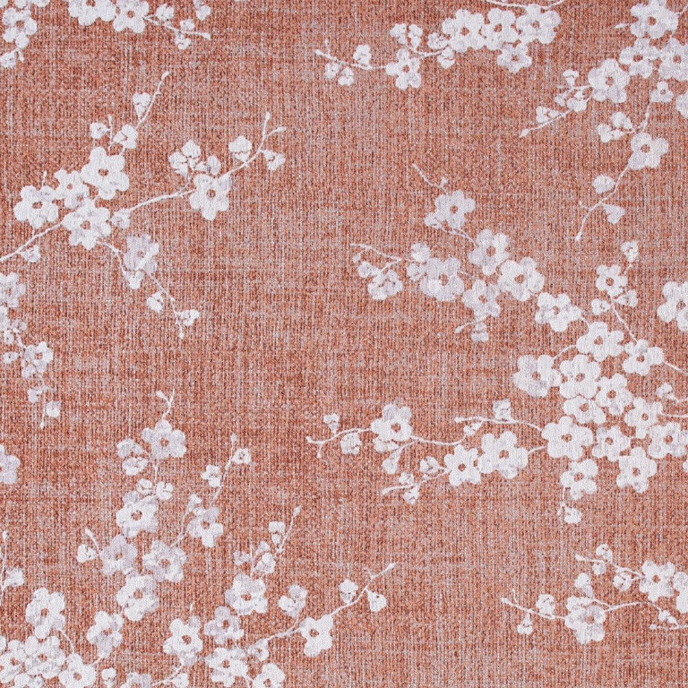 9' X 13' Red and White Round Oriental Non Skid Area Rug