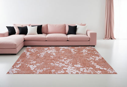 9' X 13' Red and White Round Oriental Non Skid Area Rug