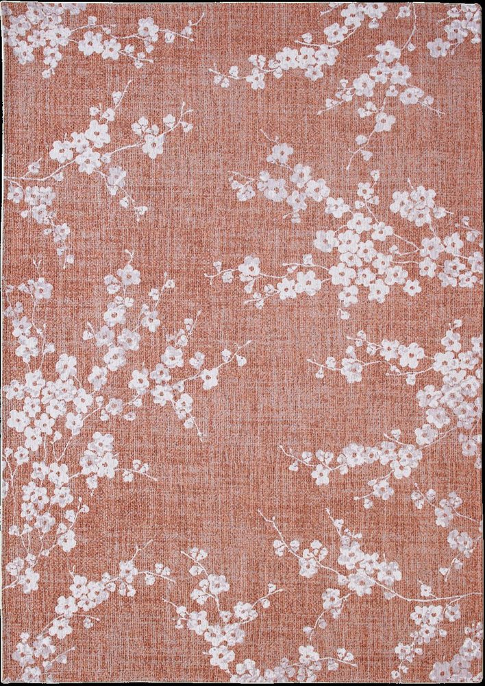 8' Red and White Round Oriental Non Skid Area Rug