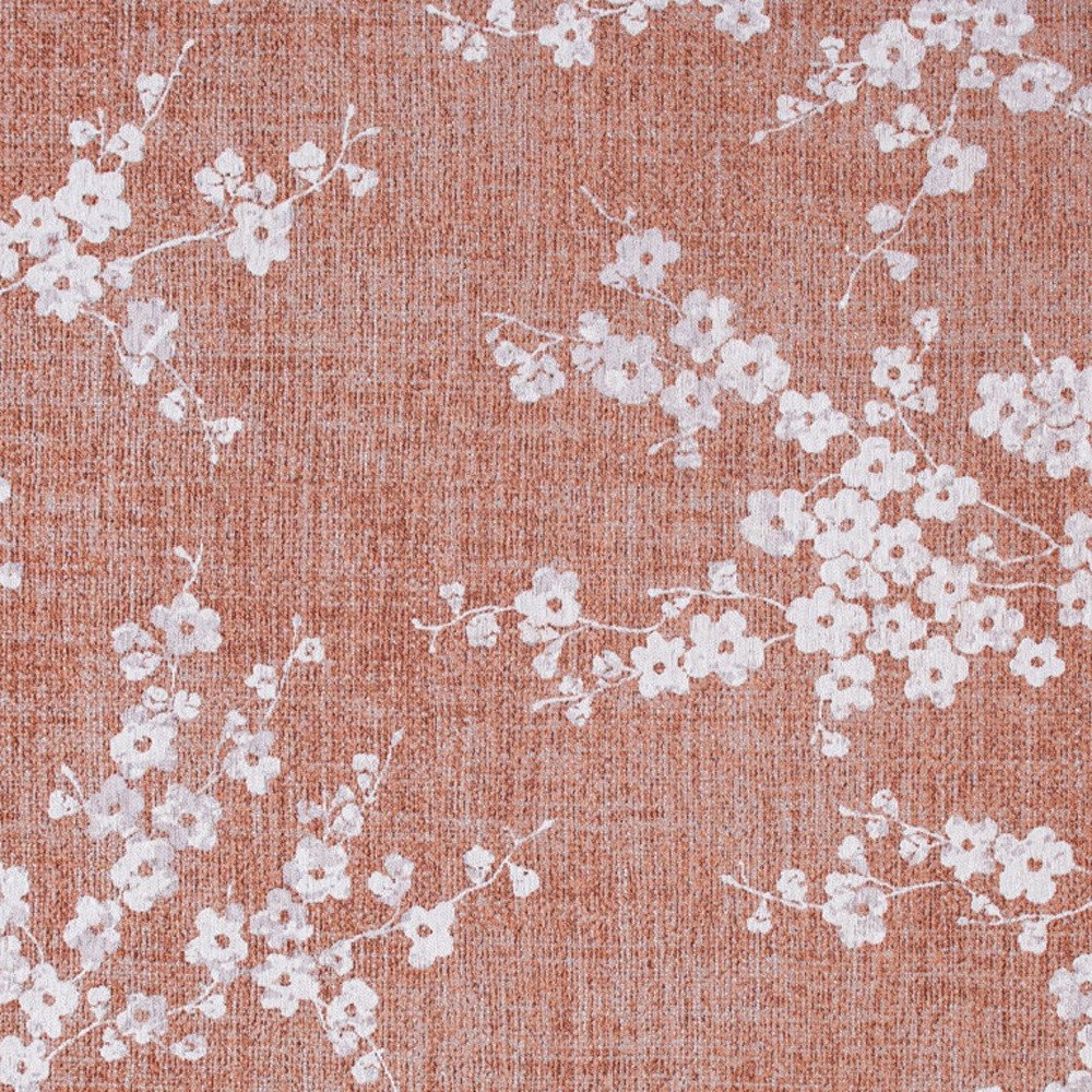 8' Red and White Round Oriental Non Skid Area Rug