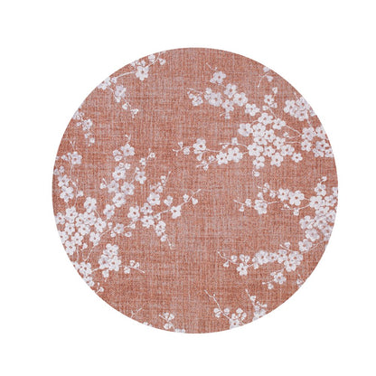 8' Red and White Round Oriental Non Skid Area Rug