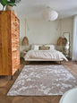 5' Gray and White Round Oriental Non Skid Area Rug